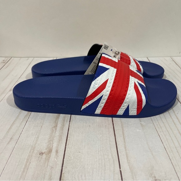 NWT Adidas Adilette Great Britain Slide Sandal Mens size 10 G55377 Blue White. - Picture 14 of 15